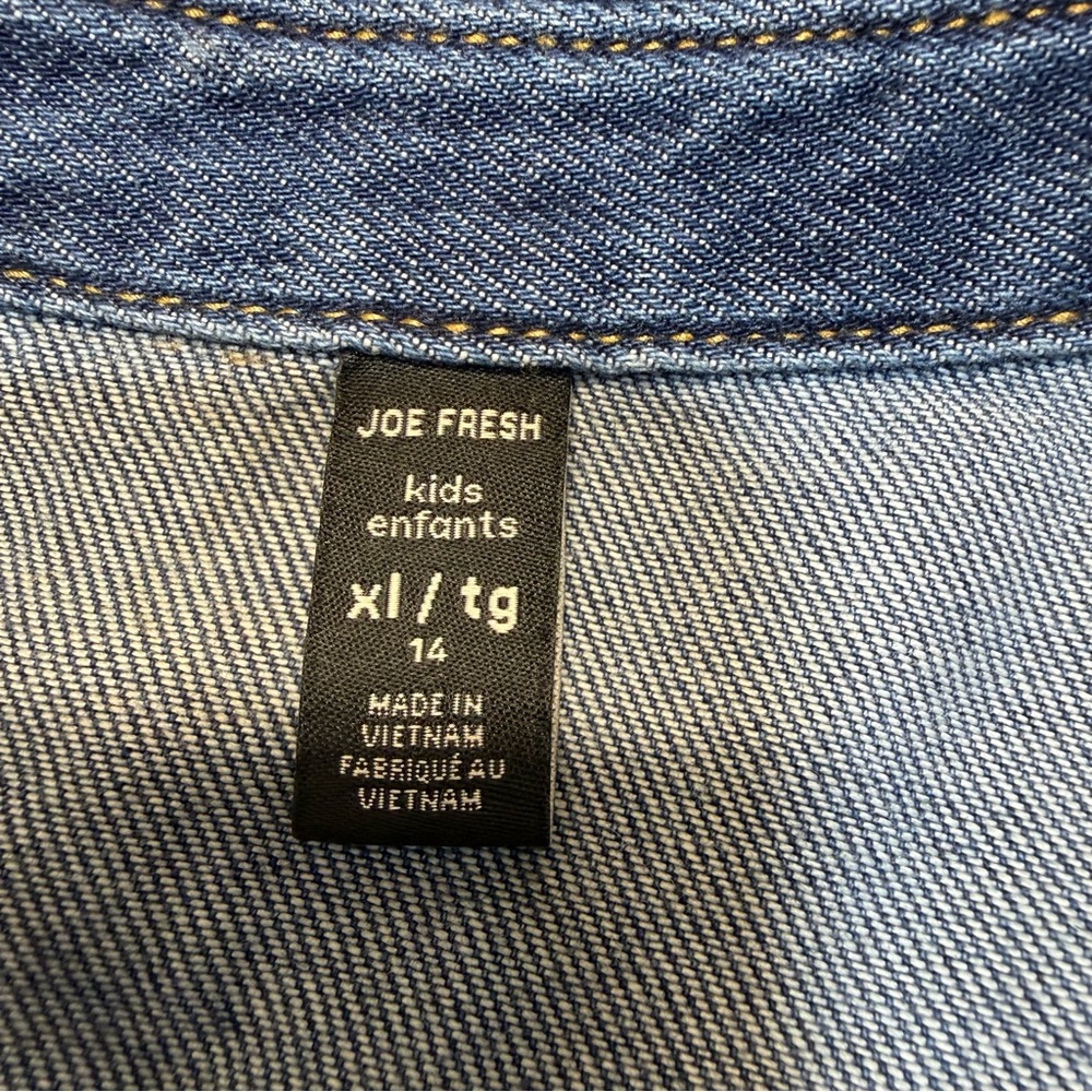 3/27$ Joe Fresh Kids Blue Denim Shirt Dress size XL (14) - Picture 3 of 8